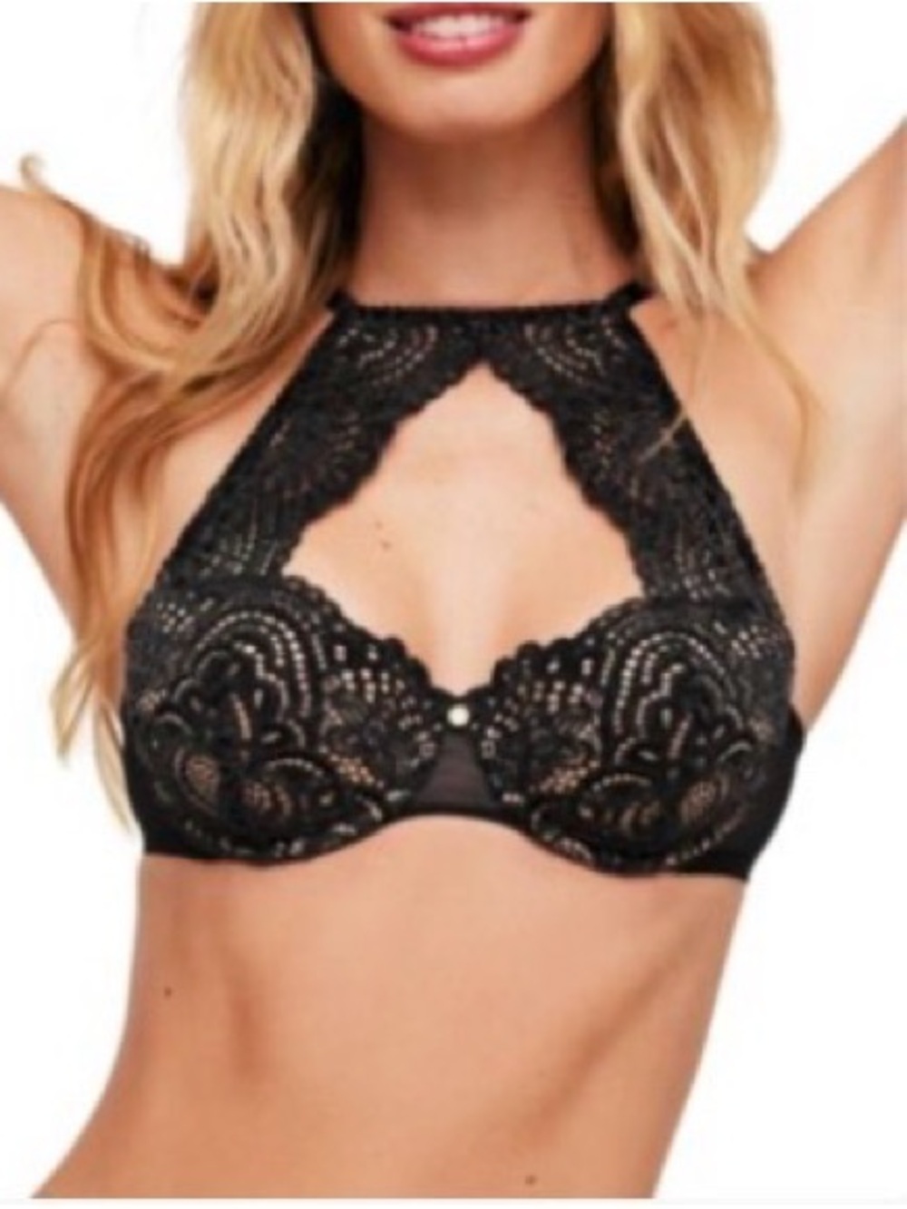 Adore Lace High-Neck Bralette - Black